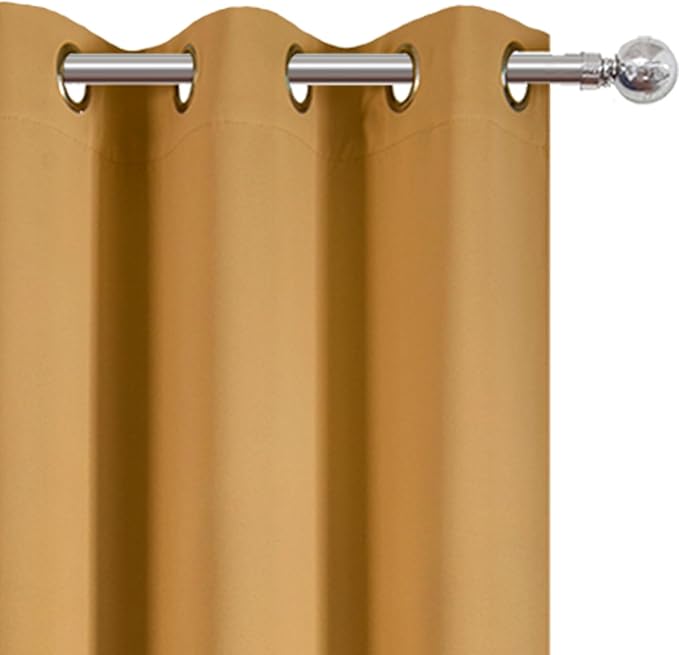 LEMOMO Mustard Yellow Thermal Blackout Curtains/38 x 84 Inch/Set of 2 Panels Room Darkening Curtains for Bedroom