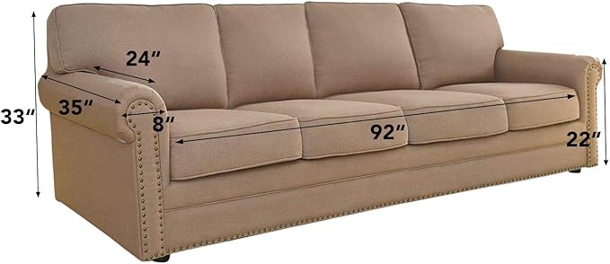 Easy-Going Stretch 4 Seater Sofa Slipcover 1-Piece Sofa Cover Furniture Protector Couch Soft with Elastic Bottom for Kids, Polyester Spandex Jacquard Fabric Small Checks Bluestone