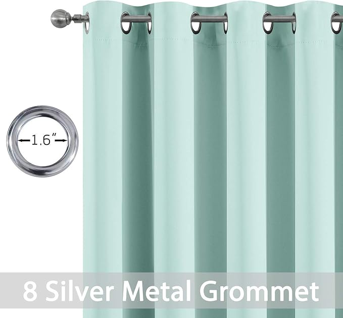 Yakamok Aqua Curtains 63 Inch Length Blackout Room Darkening Thermal Insulated Curtain for Bedroom,Aqua Blue Light Blocking Window Treatment Drapes for Living Room 52x63 Inch,2 Panels