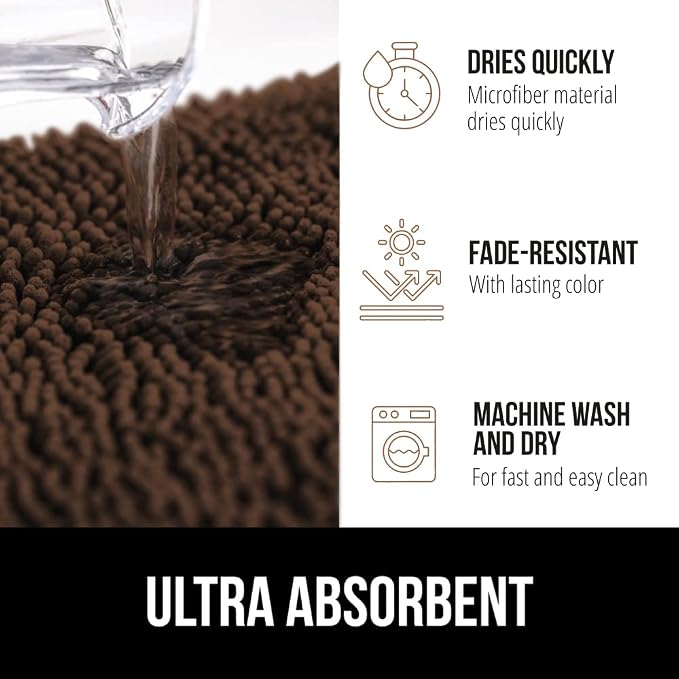 GORILLA GRIP Bath Rug Mat 60x24, Thick Soft Absorbent Chenille, Quick Dry - Image 4