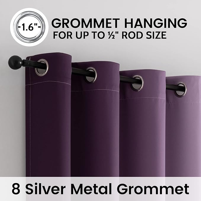 SimpleHome Blackout Curtains Ombre for Living Room,Room Darkening Purple Curtains Set of 2 Panels Thermal Insulated Bedroom Curtains，52 x 84 Inch