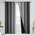 SimpleHome 100% Blackout Ombre Room Darkening Curtains for Living Room, Light Blocking Grey to Greyish White Thermal Insulated Grommet Window Drapes for Bedroom, 2 Panels, 52x90 inches Length