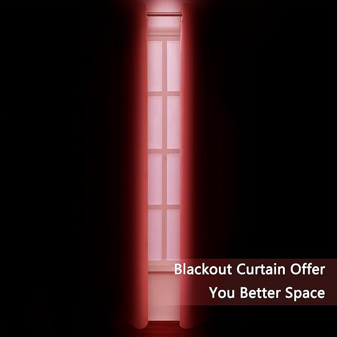 LEMOMO Blackout Curtains 66 x 95 inch/Bright Red Curtains Set of 2 Panels/Thermal Insulated Room Darkening Bedroom Curtains