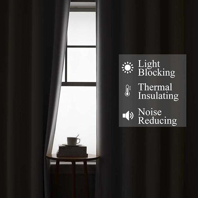 Estelar Textiler Beige and Greyish White Ombre Blackout Curtains 90 Inch Length 2 Panels Set, Thermal Insulated Drapes for Bedroom,Full Room Darkening Grommet Gradient Curtains for Living Room,52Wx90L