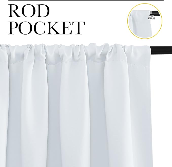 NICETOWN Bedroom Curtain Panels - Window Treatment Thermal Insulated Rod Pocket Room Darkening Curtains/Drapes for Bedroom (2 Panels, 42 by 63, Platinum - Greyish White)