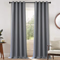 Yakamok Gray Blackout Curtains Room Darkening Thermal Insulated with Grommet Window Curtain for Bedroom, 52Wx108L inch, Grey, 2 Panels