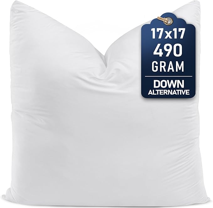 Utopia Bedding Throw Pillows (Set of 1, White) – 17 x 17 Inches Down Alternative Pillows for Bed, Sofa, and Couch - Fluffy Decorative Stuffer Pillow for Indoors & Outdoors