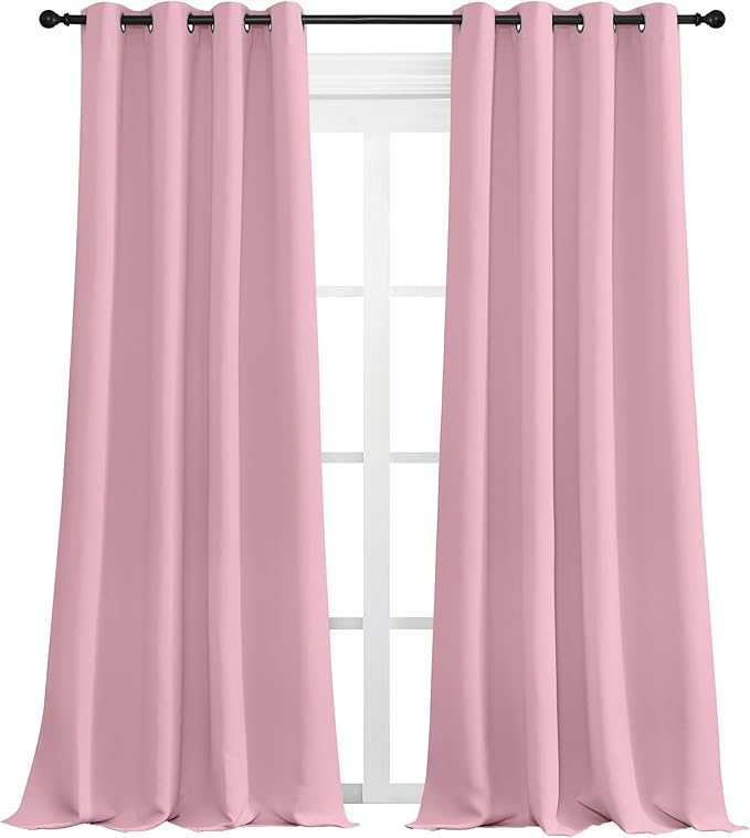 NICETOWN Crystal Pink Blackout Curtains 108" Long, 55" Wide, 2 Pieces for Office, Dining, Guest Room - Sound Reducing, Heat and Cold Block Panels for Modern Decorative