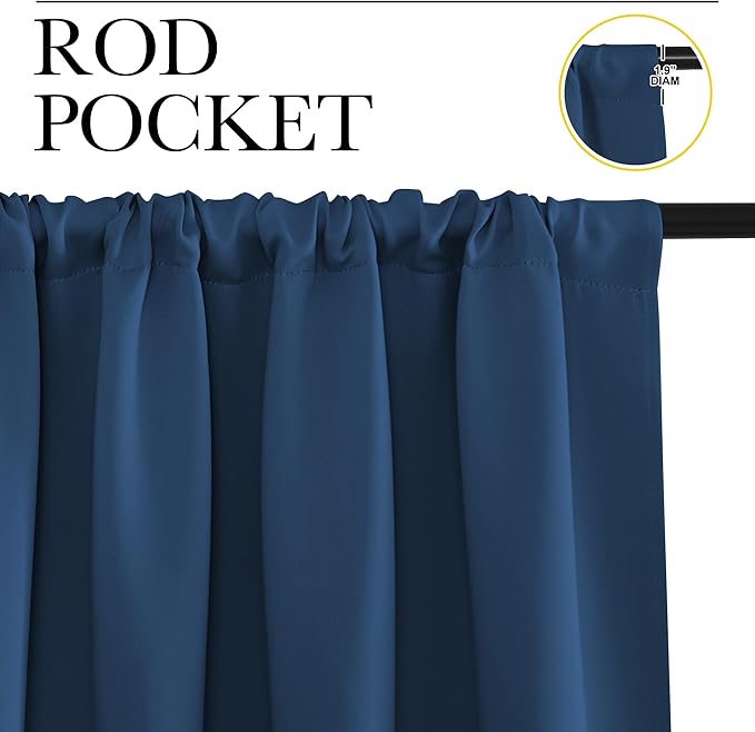 NICETOWN RV Blackout Curtains for Camper Windows, Moroccan Blue, 42" x 36", Set of 2, Kitchen Curtains, Short Blackout Drapes, Thermal Insulated Rod Pocket Window Treatment Draperies for Nursery
