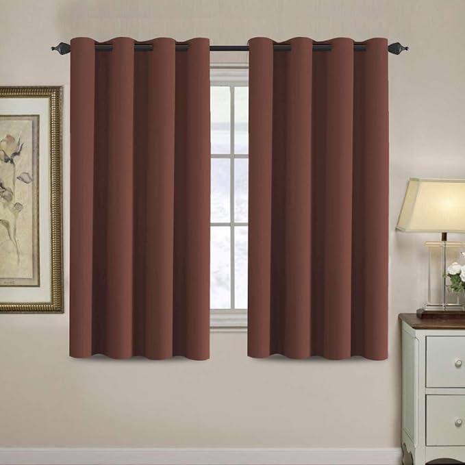 H.VERSAILTEX Blackout Curtain for Living Room Thermal Insulated Window Treatment Curtain 54 inch Length Energy Saving Solid Grommet Top Blackout Drape, One Panel, Rust, 52" W x 54" L