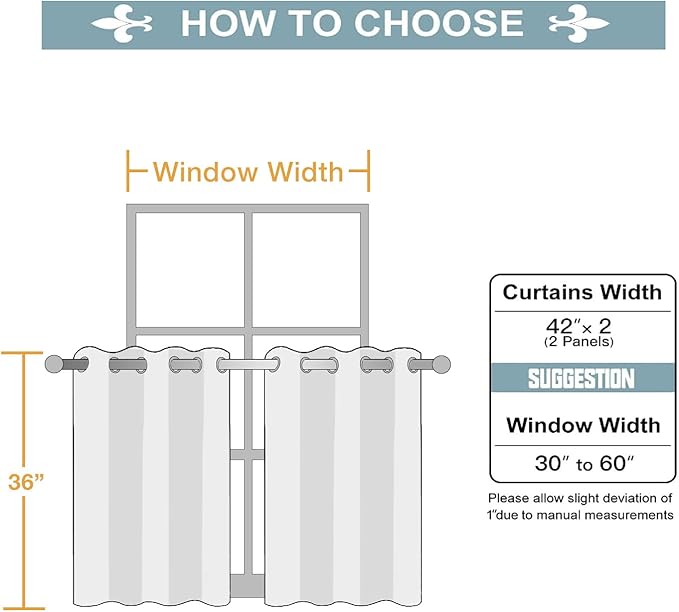 ChrisDowa Small Window Curtains for Kitchen and Bedroom - Grommet Short Thermal Insulated Room Darkening Curtains (2 Panels, Dark Grey, 42 x 36 Inch)