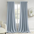 MIULEE Light Blue Back Tab Blackout Curtain 96 Inch Long 2 Panels Set for Bedroom, Rod Pocket/Pinch Pleat Thermal Insulated Living Room Darkening Pleated Light Blocking Floor to Ceiling Drape