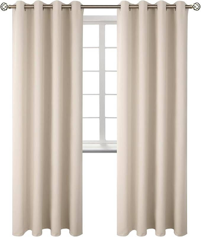 BGment Blackout Curtains - Grommet Thermal Insulated Room Darkening Bedroom and Living Room Curtains, Set of 2 Panels (46 x 84 Inch, Champagne)