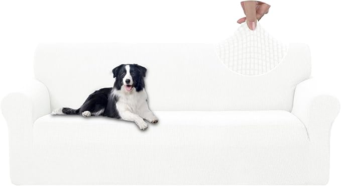 U-NICE HOME Stretch Couch Cover Sofa Cover Washable Sofa Slipcover Furniture Protector for 3 Cushion Couch Sofa Pet Friendly(Sofa, Ivory White)