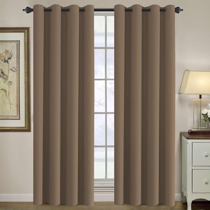 H.VERSAILTEX Blackout Curtain for Living Room Thermal Insulated Window Treatment Curtain Extra Long 108 inch Length Energy Saving Solid Grommet Top Blackout Drape, One Panel, Macchiato, 52"W x 108"L