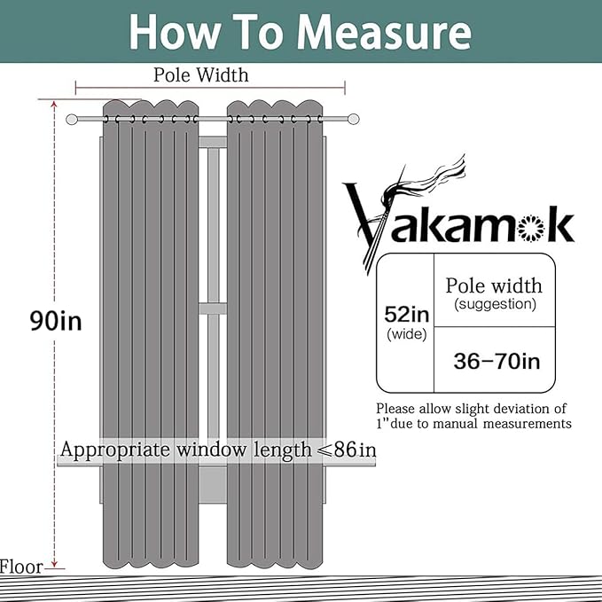 Yakamok Blackout Curtains Room Darkening Thermal Insulated Window Panels,Solid Grommet Top Drapes for Bedroom/Living Room(52Wx90L, Chocolate Brown, 2 Panels)