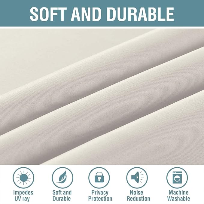 H.VERSAILTEX Light Blocking Curtain for Living Room Thermal Insulated Window Treatment Panel/Drape for Dining Room, Elegant Soft Curtain for Bedroom Grommet Top One Panel (Ivory - 52x96 Inches)
