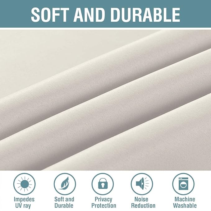 H.VERSAILTEX Light Blocking Curtain for Living Room Thermal Insulated Window Treatment Panel/Drape for Dining Room, Elegant Soft Curtain for Bedroom Grommet Top One Panel (Ivory - 52x84 Inches)