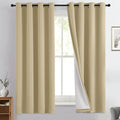 Yakamok 100% Blackout Curtain Panels 63 inches Cold and Light Blocking Drapes for Nursery, 2 Thick Layers Thermal Insulated Draperies (2 Pieces, 50 Wide Each Panel, Beige Front with White Backing)