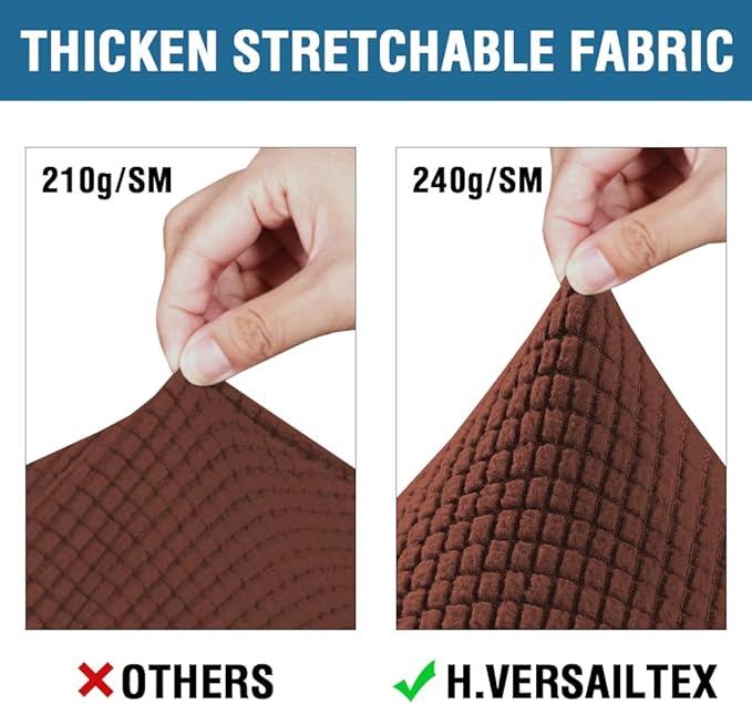H.VERSAILTEX 3 Piece Stretch Sofa Covers for 2 Cushion Loveseat Couch Covers for Living Room Sofa Slipcovers (Base Cover Plus 2 Seat Cushion Covers) Thicker Jacquard Fabric (Medium Sofa, Burnt Brick)