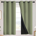 SimpleHome 100% Blackout Curtains for Bedroom,Thermal Insulated Sage Grommet Window Drapes Room Darkening Curtains for Living Room with Black Back,38 x 63 Inch,2 Panels