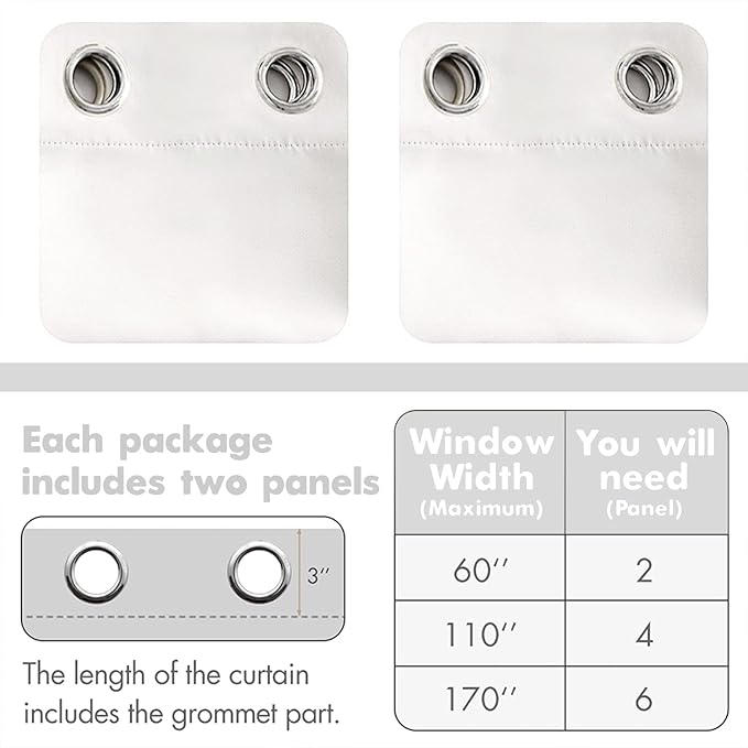 MIULEE Blackout Curtains 96 Inches Long for Bedroom Living Room Thermal Insulated Black Out Drapes Room Darkening Grommet Top Solid Light Blocking Drapery Set of 2 Window Panels Pure White