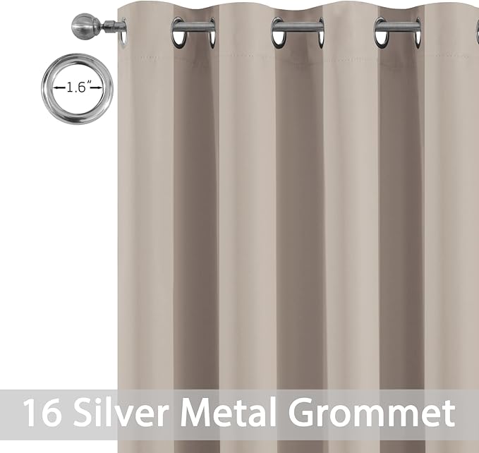 Yakamok 100% Blackout Extra Wide Patio Sliding Door Curtains, Grommet Thermal Insulated Blind Curtains, Sliding Glass Door Panel for Bedoom/Space Room Divider, Natural, W100 x L84, 1 Panel