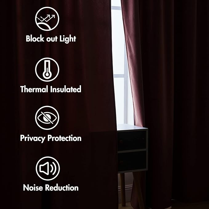 MIULEE Velvet Curtains 90 inches 2 Panels - Luxury Blackout Curtains for Bedroom Living Room Thermal Insulated Super Soft Window Drapes Rod Pocket & Back Tab, Dusty Rose Pink, W52 x L90 inch