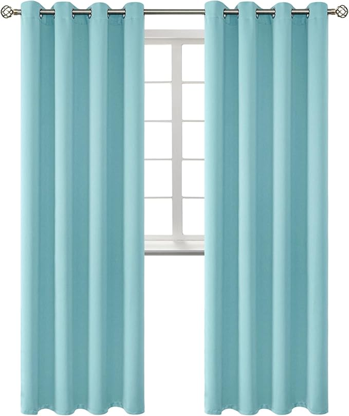 BGment Blackout Curtains - Grommet Thermal Insulated Room Darkening Bedroom and Living Room Curtains, Set of 2 Panels (52 x 95 Inch, Baby Blue)