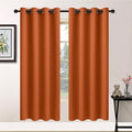 Yakamok Soft and Smooth Orange Blackout Curtains for Bedroom - Grommet Thermal Insulated Room Darkening Curtains for Living Room, Set of 2 Panels (52 x 72Inch, Burnt Orange)