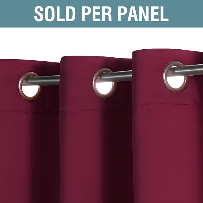 H.VERSAILTEX Light Blocking Blackout Curtains Window Treatment Thermal Insulated Grommet Energy Saving Curtains/Drapes for Bedroom/Living Room (52 x 102 Inch, Burgundy Red)