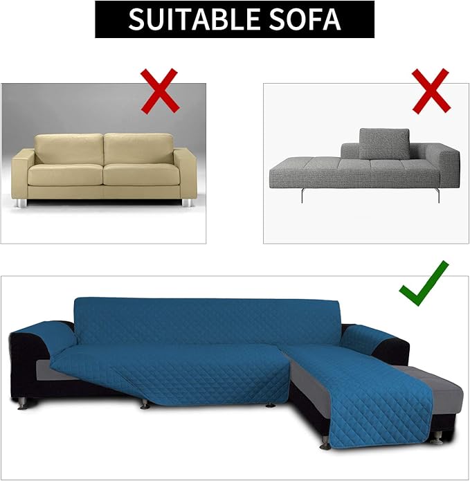 Easy-Going Sofa Slipcover L Shape Sofa Cover Sectional Couch Cover Furniture Protector Mat for Pets Dog Cat (X-Large,Peacock Blue/Peacock Blue)
