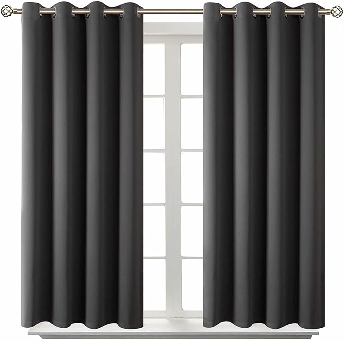 BGment Blackout Curtains - Grommet Thermal Insulated Room Darkening Bedroom and Living Room Curtain, Set of 2 Panels (52 x 45 Inch, Dark Grey)
