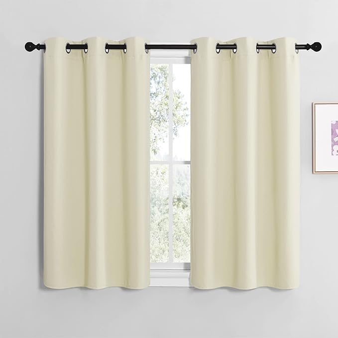NICETOWN Room Darkening Curtain Panels for Living Room, Thermal Insulated Grommet Room Darkening Draperies/Drapes for Window (Beige, 2 Panels, W42 x L40 -Inch)