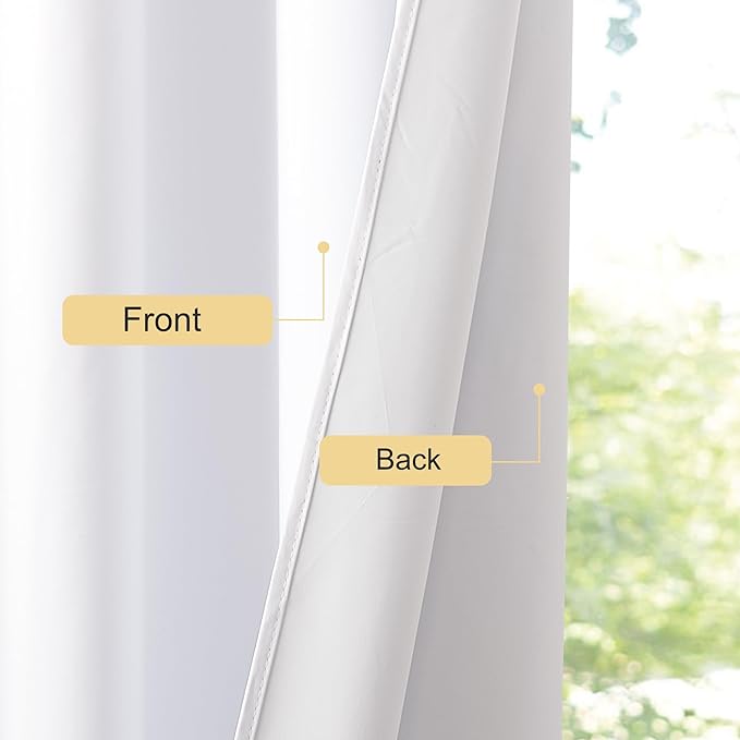 NICETOWN 100% Blackout Window Curtain Panels 84 inch Length for Living Room, Set of 2, Snow White, 42 inches Wide, Thermal Insulated Drapes