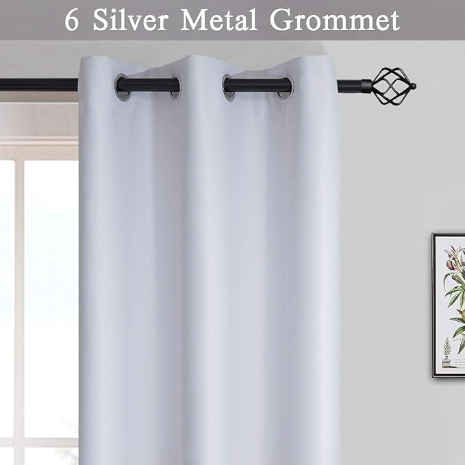 Gradient Color Ombre Blackout Curtains Thickening Polyester Eyelet Top Panels Thermal Insulated Grommet Window Drapes for Living Room/Bedroom (Black, 42W x 72L / 2 Panels)