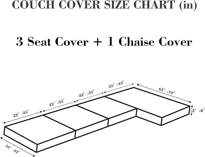 Sofa Covers Couch Covers for Sofa Pet Friendly Couch Cushion Covers Universal Sofa Covers Washable Stretch Slipcovers for Sectional Sofa (Texture Sea Blue, 3 Seats + Chaise Cover)