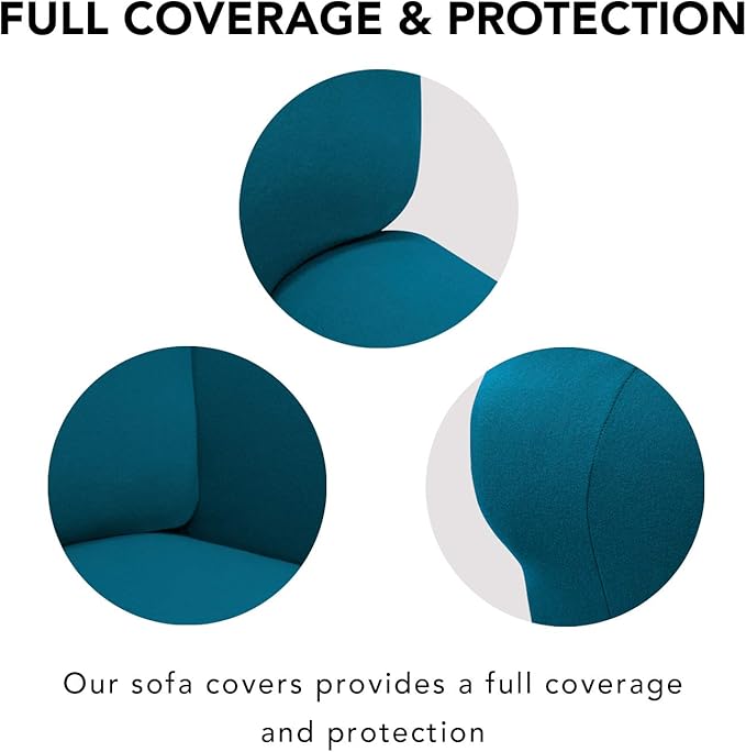 PureFit Super Stretch Oversized Sofa Slipcover – Spandex Non Slip Soft Couch Sofa Cover, Washable Furniture Protector with Non Skid Foam and Elastic Bottom for Kids（Oversized Sofa, Peacock Blue）