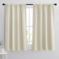 RYB HOME Short Curtains for Bedroom, Room Darkening Insulated Summer Heat Light UV Blocking Energy Saving Drapes for Nursery, Width 42 by Length 48, Beige, Set of 2