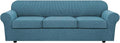 H.VERSAILTEX 4 Piece Stretch Sofa Covers for 3 Cushion Couch Covers for Living Room Furniture Slipcovers (Base Cover Plus 3 Seat Cushion Covers) Thicker Jacquard Fabric (Large Sofa, Storm Blue)
