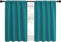 NICETOWN 2 Panels Blackout Curtains, Rod Pocket Thermal Insulated Drapes for Kitchen, Heavy Duty Small Window Treatment for Dorm Room, Studio Apartment, Basement (Peacock Blue, W42 x L30)