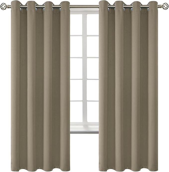 BGment Room Darkening Curtains 72 Inches Long - Grommet Thermal Insulated Drapes Window Treatment Curtains for Bedroom, 2 Panels, 52 x 72 Inch, Cocoa
