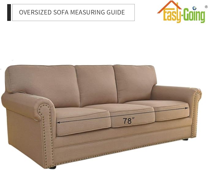 Easy-Going Reversible Oversized Couch Cover for 3 Cushion Couch Sofa Cover for Dogs Water Resistant Furniture Protector Cover with Foam Sticks for Pet (Oversized Sofa, Brown/Beige)