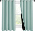 NICETOWN 100% Blackout Curtains 57 inches Long, Double-Deck Completely Blackout Window Treatment Thermal Insulated Lined Drapes for Small Window (Aqua Blue, 1 Pair, 55 inches Width Each Panel)