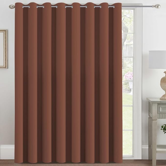 H.VERSAILTEX Blackout Patio Curtains 100 x 96 Inches for Sliding Door Extral Wide Blackout Curtain Panels Thermal Insulated Room Divider - Grommet Top, 8' Tall by 8.5' Wide - Washed Spice