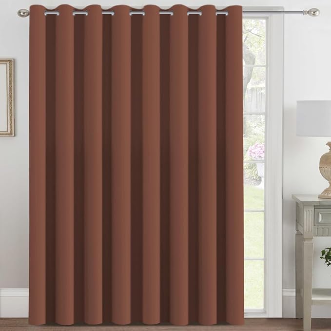 H.VERSAILTEX Blackout Patio Curtains 100 x 84 Inches for Sliding Door Extral Wide Blackout Curtain Panels Thermal Insulated Room Divider - Grommet Top, 7' Tall by 8.5' Wide - Washed Spice