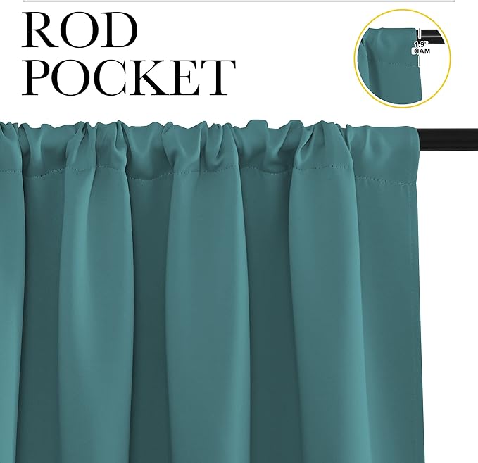 NICETOWN Room Darkening Curtains for Bedroom, Sea Teal, Set of 2 Panels, 62 x 84 Inch, Triple Weave Home Decoration Thermal Insulated Solid Drapes for Patio Door