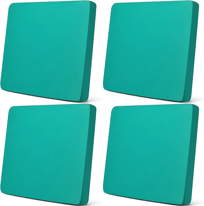 Newwiee Set of 4 Stretch Patio Cushion Covers Sofa Couch Seat Chair Slipcovers Cushion Cover Replacement Furniture Protector for Pets Washable(Turquoise,Seat Cover,Solid)