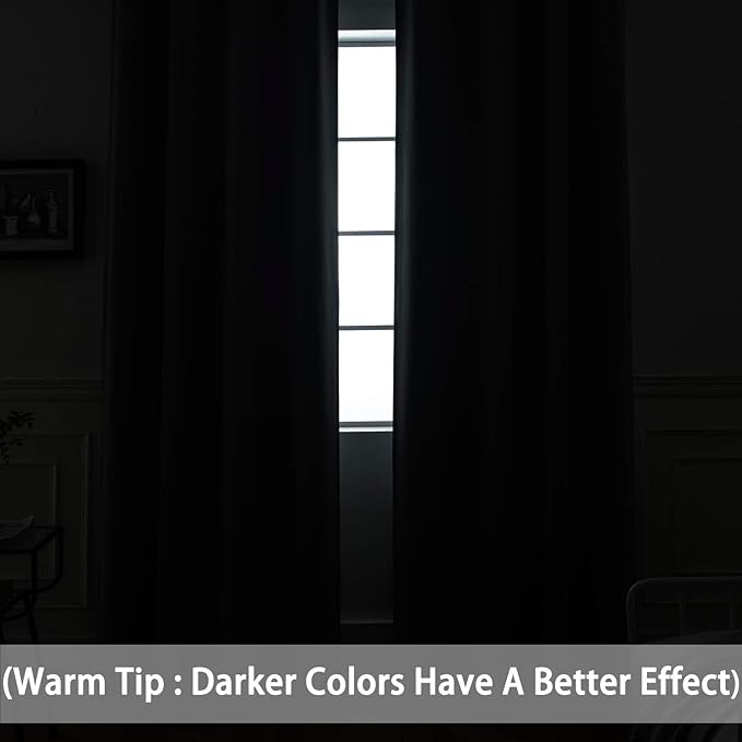 Yakamok 84 Inch Long Light Blocking Navy Blue Blackout Curtains, Room Darkening Thermal Insulated Blackout Drapes with Grommet for Bedroom (52x84Inch, 2 Panels)