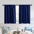 RYB HOME Blackout Privacy Bathroom Window Curtains, Short Thermal Insulated Heat Blocking Privacy Rod Pocket Half Window Curtain Tiers for Nursery Bedroom, Width 42 by Length 30, Marine Blue, 2 Panels